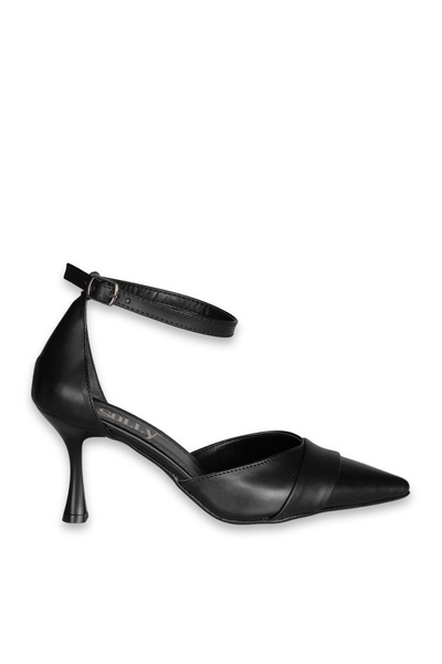 SOLMAZ Solly Ankle Strap Black Women's Heeled Shoes