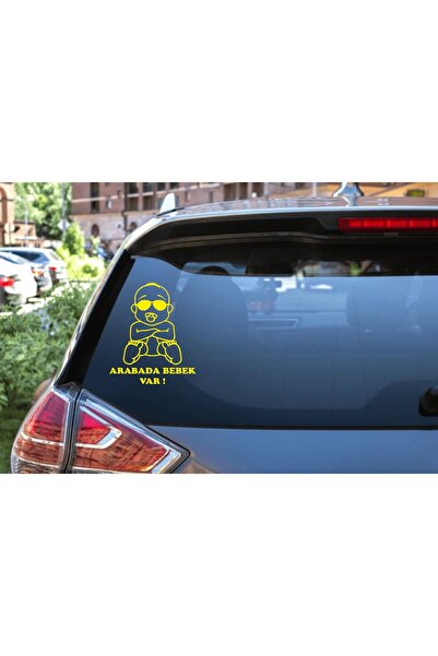 Turuncu Sticker ملصق نافذة السيارة يحتوي على طفل 15x17.6 سم