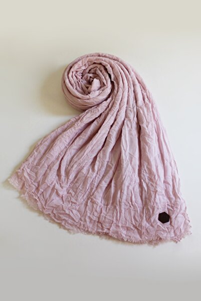 QUM İPEK Vual Kraş Şal Toz Pembe