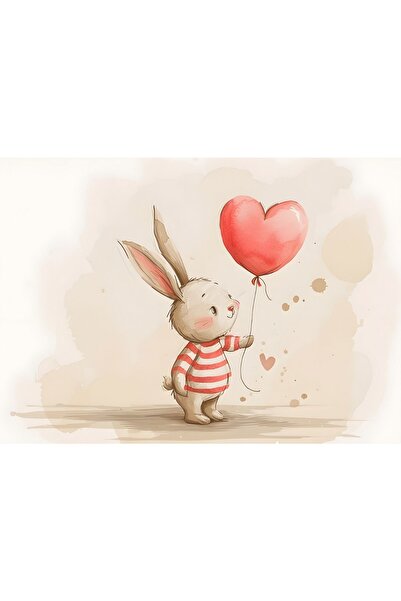 Generic (Unbranded) Tablou pe pânză „Iepuraș cu baloane” 60x40 cm
