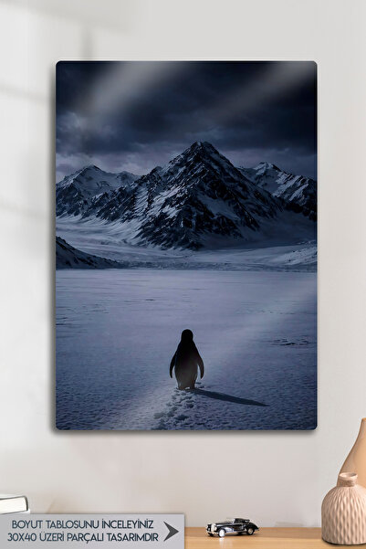 DekorHane Imprimeu metalic - Dar de ce, Pinguin nihilist, Tablou motivațional...