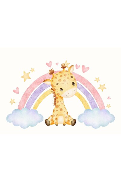 Generic (Unbranded) Tablou pe pânză cu girafă curcubeu - 60x40 cm
