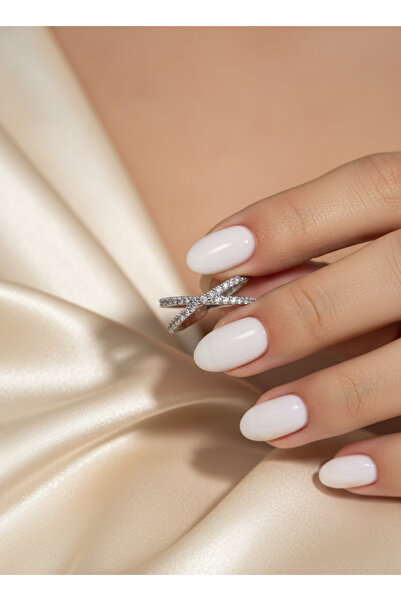 EKİDORA Şık Çapraz Model Ayarlanabilir Çelik Kadın Yüzük Altın & Gümüş Renk Takı