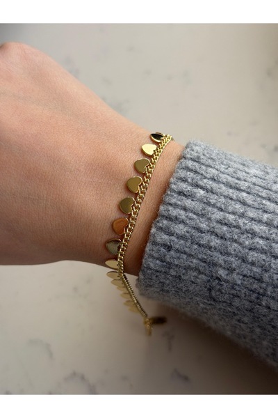 Charmist Steel Heart Detailed Sequin Bracelet