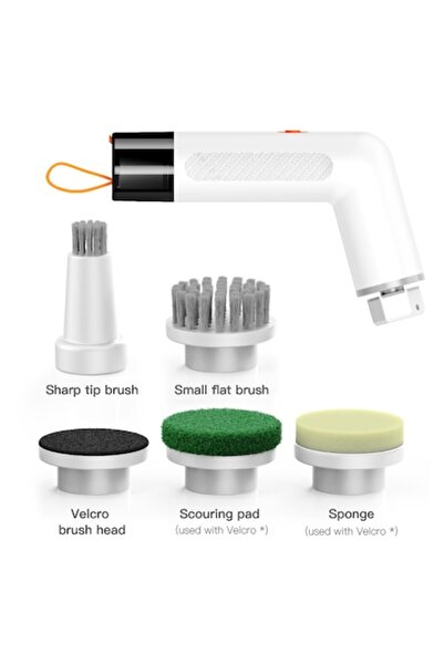 Niru GoBrush™ Electric Rotating Cleaning Brush - Ultra Compact, 5 Heads, White