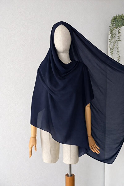 uhtico Medine Tülü Büyük Boy Şal Lacivert Pamuklu Şifon Shargia, Nefes Alan H...