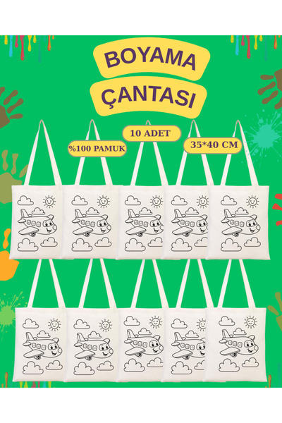 Cemira 10 Pieces of Airplane-Themed Children's Painting Bag, Bag Painting Set...