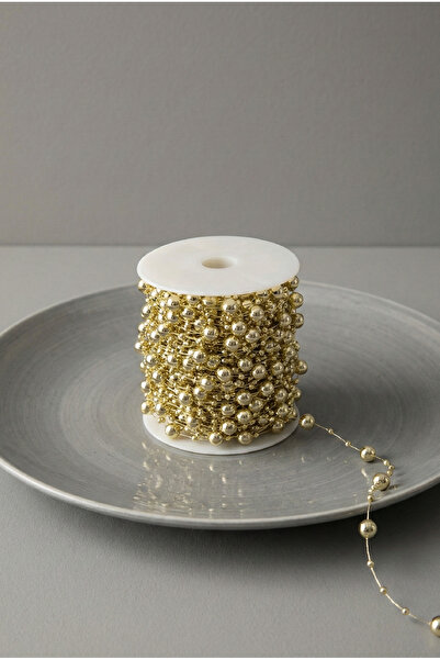 Massaltay Altın Rengi Saçaklı Misinalı İnci 2 Metre | Dekoratif Süsleme ve El...