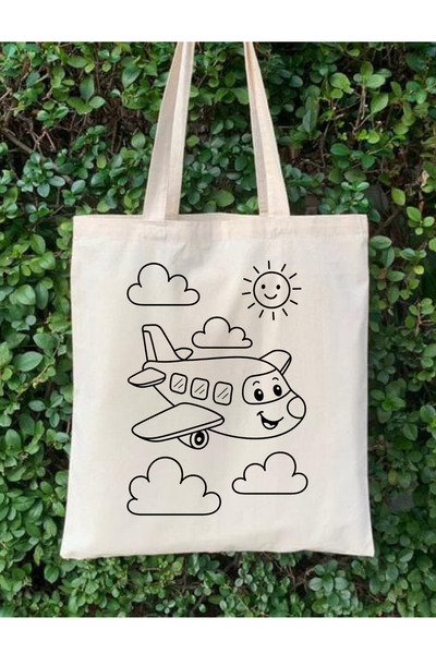 Cemira Airplane Activity Children's Painting Bag - Paintable Cloth Bag - Bag ...