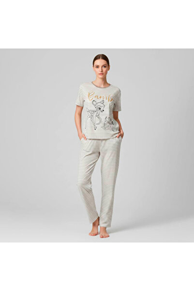 levanapajamas بيجامة ليڤانا الكرتونية – بيج مخطط (بامبي)
