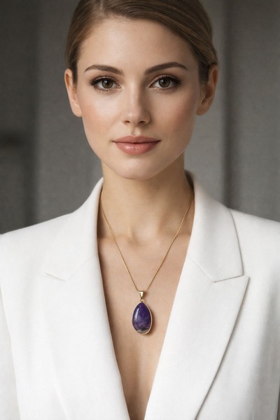 Solare Accessories Ametist Doğal Taşlı Altın Kaplama Detaylı Kolye