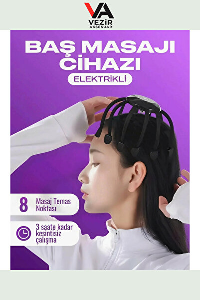 BUFFER®PX USB Şarjlı Kafa Masaj Aleti | 8 Başlıklı • 3 Modlu • Stres Giderici