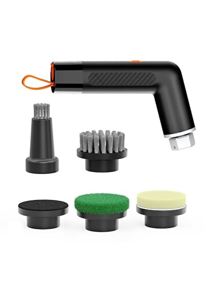 Niru GoBrush™ Electric Rotating Cleaning Brush - Ultra Compact, 5 Heads, Black