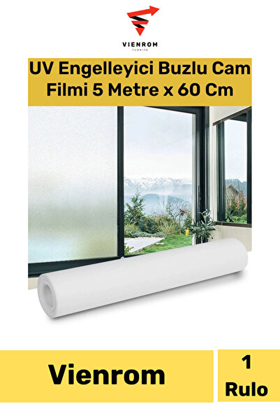 Vienrom #CamFilmi Buzlu 5 Metre x 60 Cm İçerisi Görünmez Yapışkan İz Bırakmaz...