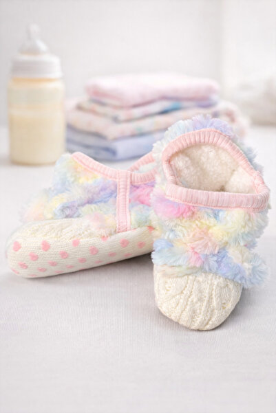 Candan Pastel Peluş Bebek Patik – Kaydırmaz Taban, Yumuşak Astarlı, Kışlık Ev...