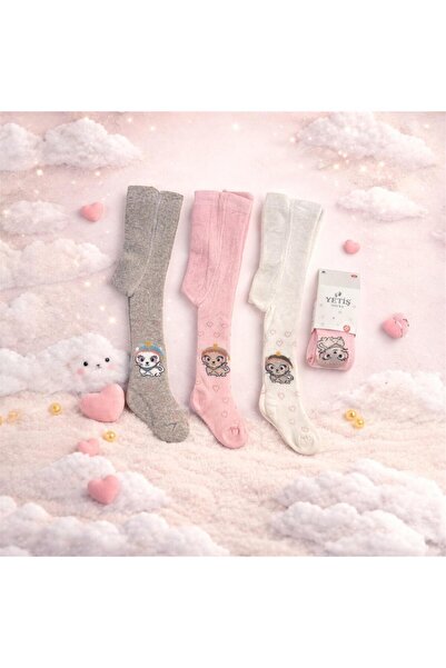 YETİŞ 3'lü Kız Bebek & Çocuk Havlu/Kışlık Külotlu Çorap Renkli Burun Dikişsiz...