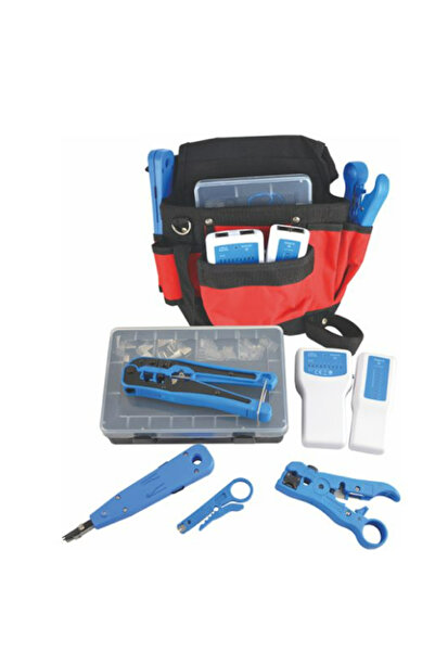 LUXURY ,6 Parça Özel Taşıma Cantalı Network Seti , Cat6 Çakma Pensesi Test Aleti