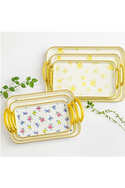 Issa Decorative Trays 3/set Plastic 42x30cm, Floral Pattern with Handles, Var...