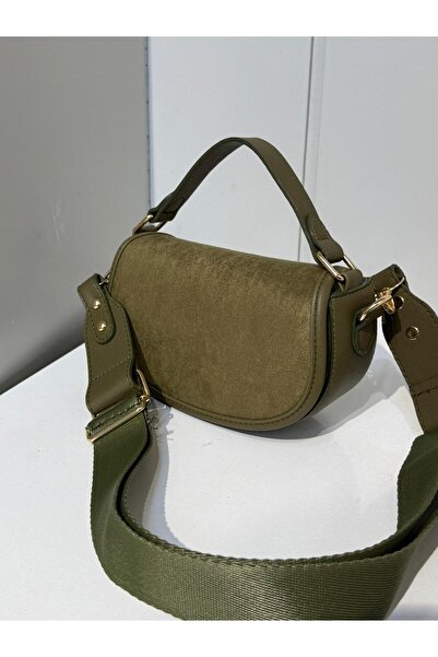 na nura collection Khaki Green Women's Suede Half Moon Model Hand and Shoulde...