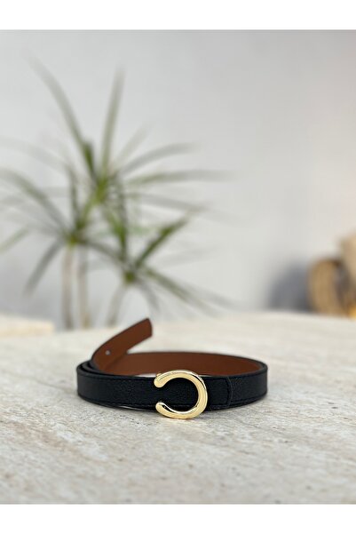 ERDESIGNN Cureaua de damă neagră cu cataramă aurie și literă, curea neagră pe...