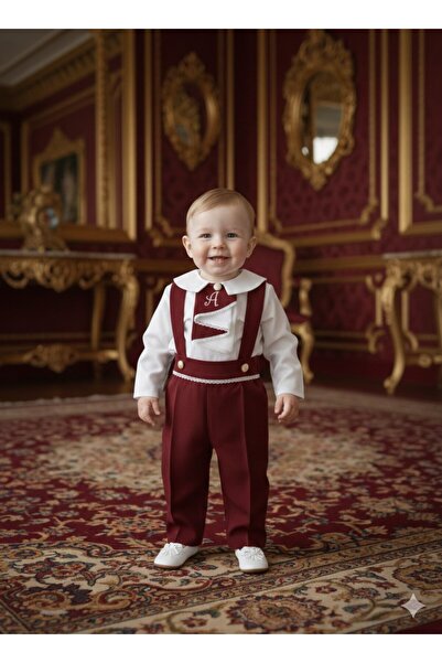 Tozpembebaby Burgundy Velvet Salopet Set