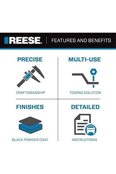 Royal Reese 21536 Drawbar 2 Inch Square and Ballmount Towing 2 Inch Starter Kit, Black