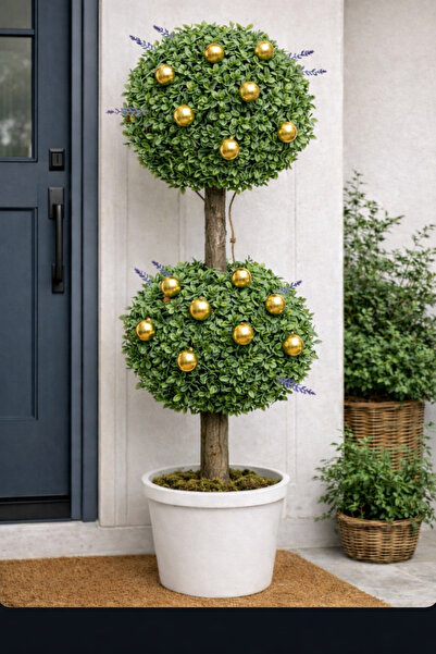 Marrone Gold Balls 80 cm Door Front Tree Balcony Terrace Garden Decoration