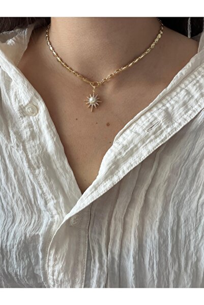 Charmist Çelik özel koleksiyon arpa zincir inci yıldız kolye
