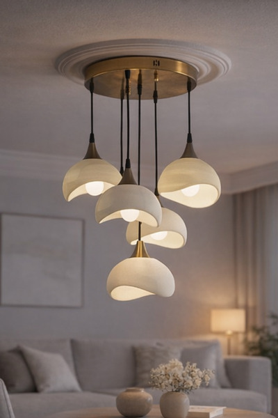 3DreaMaker 5 Li Sarkıt Avize Rustik E27 Modern Avize Bohem Beton Görünüm (3 A...