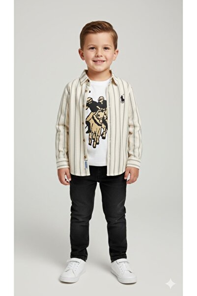 ZEYBABY Set 3 piese pentru copii: cămașă, tricou cu mânecă scurtă și pantaloni