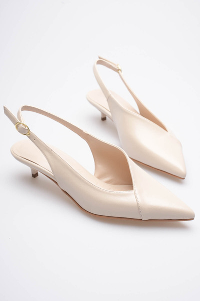 Long Star Pantofi de damă, bej, din piele artificială, cu vârf ascuțit, cu ba...