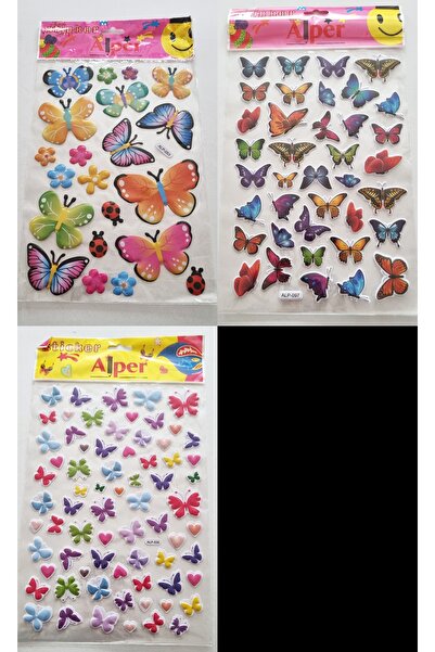 Modellino Themed Sticker Embossed Sitikır A4 Size Adhesive Label-3 Pack Butte...