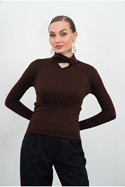 DOEDA MODA Produs nou Bluză de damă din țesătură modală, cu guler răsucit, de...