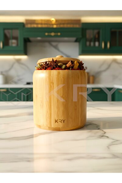 KRY Büyük Boy Vernikli Bambu Baharatlık Tekli 400 ml – Doğal Ahşap Baharat Ka...