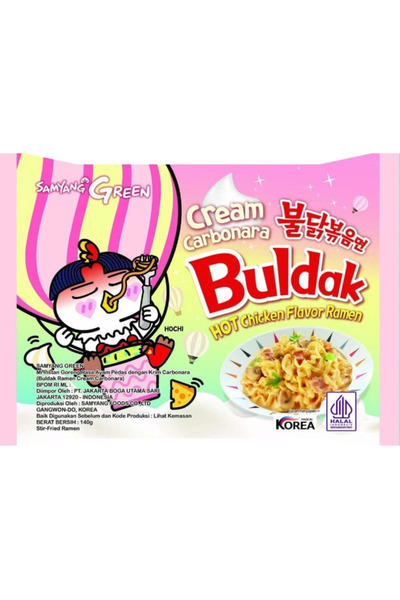 SAMYANG Ramen Coreean Buldak Cream Carbonara, Pui Picant și Sos Cremos, 140g
