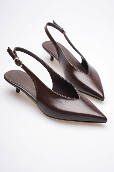 Long Star Women's Brown Pointed Toe Strappy Buckle Low Heel Classic Office Shoes