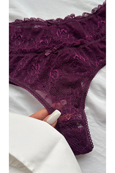 YOYYO 2-Pack Women's Floral Patterned Thong with Floral Lace Detail - Panties