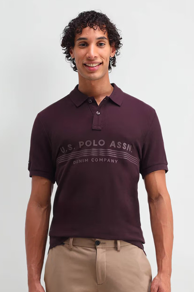 U.S. Polo Assn. Mens Maroon Solid Polo T-Shirt