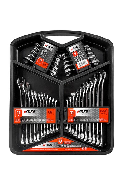 VERKE Set de chei combinate, 32 piese 6-19mm, V35339,
