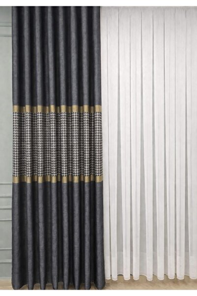 Perde Shop Desenli Pano Fon Perde – 1e3 Sık Pileli – Modern Şık Tasarım - Kan...