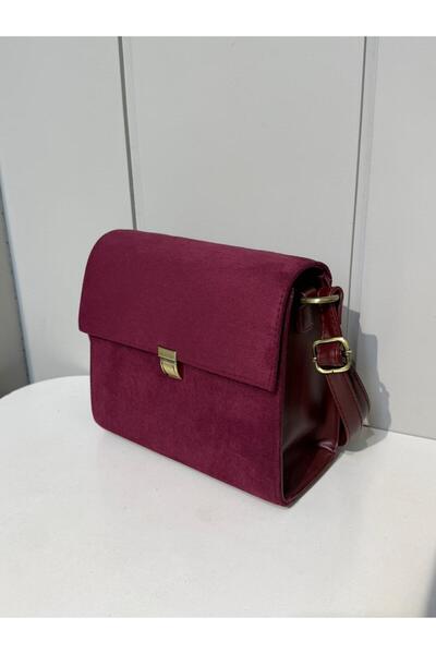 na nura collection Burgundy Women's Suede Covered Shoulder Bag