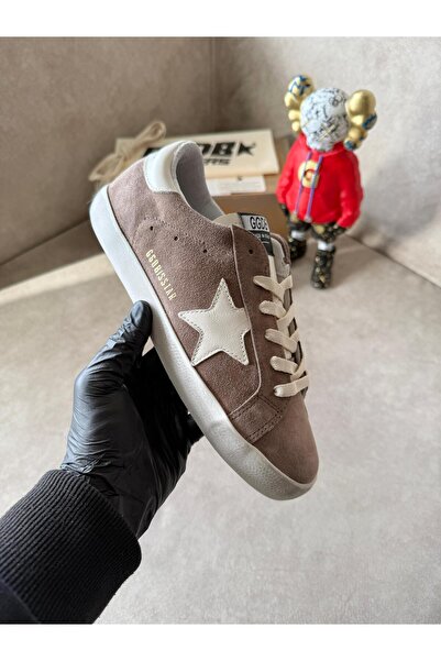 YONCA OUTLET Women's Suede Sneaker with Star Detail Beige Sports Shoes – Comf...