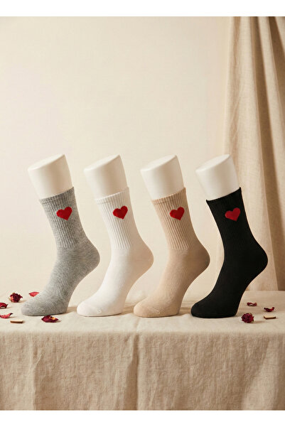 Budy Socks Yumoş Kalp Desenli Tenis 3'lü Çorap