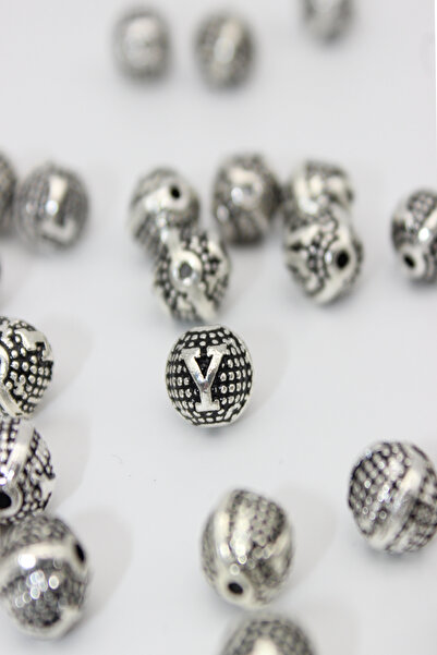 Mihra Takı Tasarım Harfli Metal Boncuk Yuvarlak Kesim 1 Adet, Hobi Aksesuarı,...