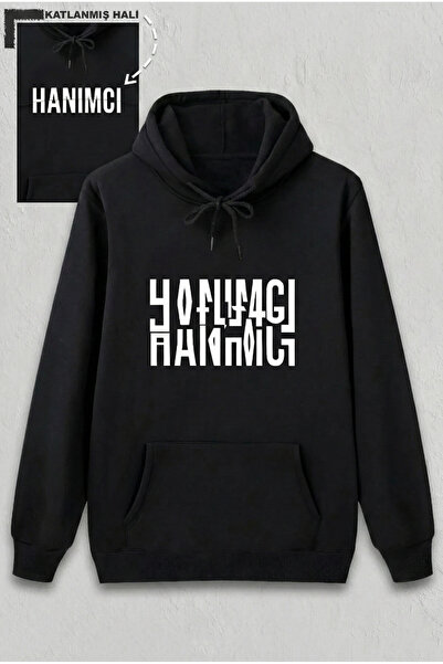 LUMİART Valentine's Day Special Hooded Hanımcı Printed Oversized Sweatshirt -...
