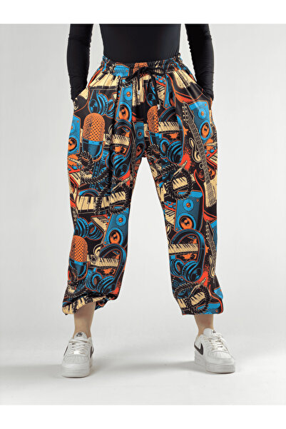 COCOPELLI بنطلون رياضي نسائي مطوي بنمط موسيقي COC2753