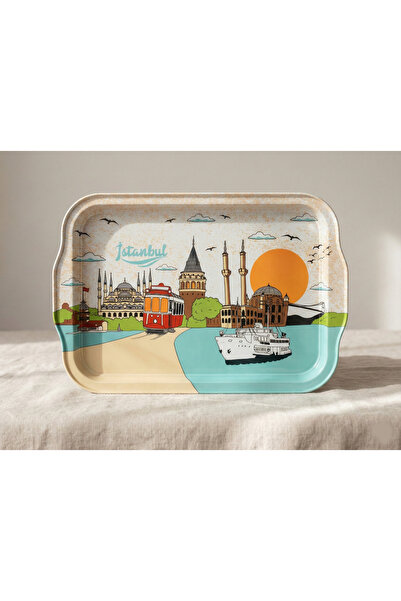 Zera Dizayn Zera İstanbul Manzaralı Çok Amaçlı Dekoratif Sunum Tepsisi