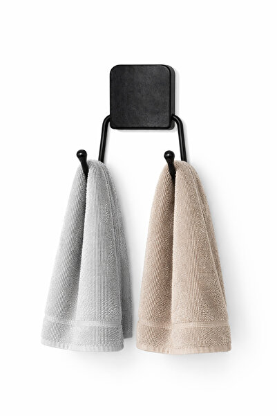 EVRAHATT Yapışkanlı Siyah Uzun Havlu Askısı – Delme Gerektirmez