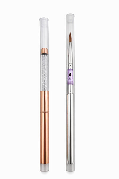 OEM Pensule pentru unghii acryl / gel – set 2 bucăți (Nr. 6 + pensulă cu mâne...