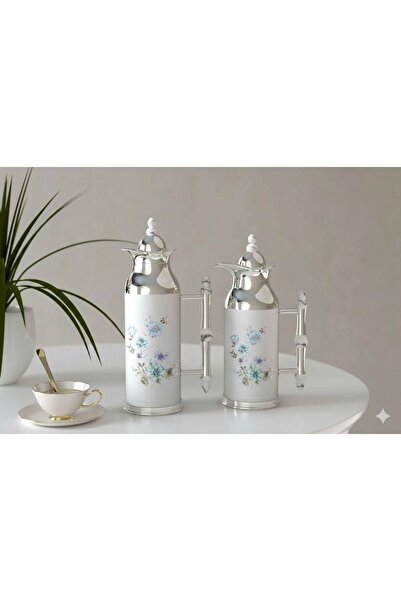REFAN New thermos sets, two sizes, silver with a beautiful pattern, 1 liter a...